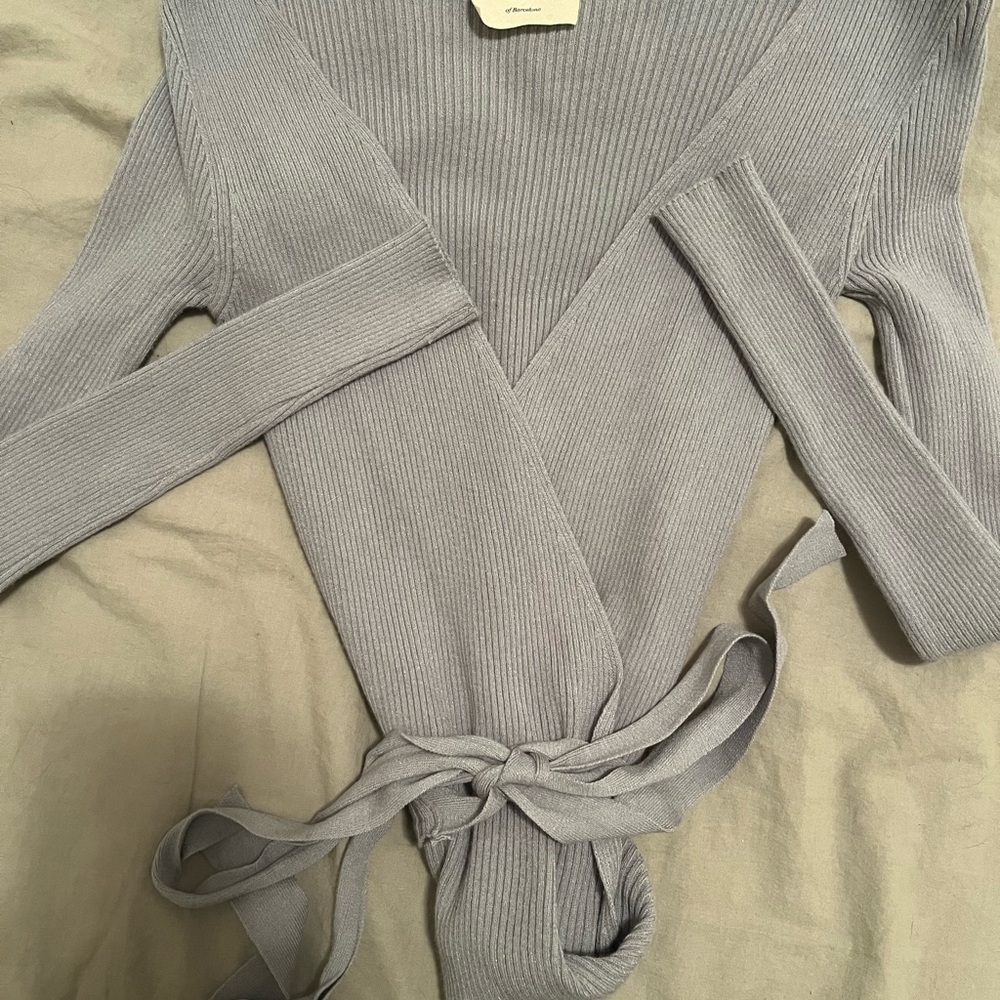 The Bodysuit of Barcelona | Allegra Wrap Top in Blue - Picture 5 of 5
